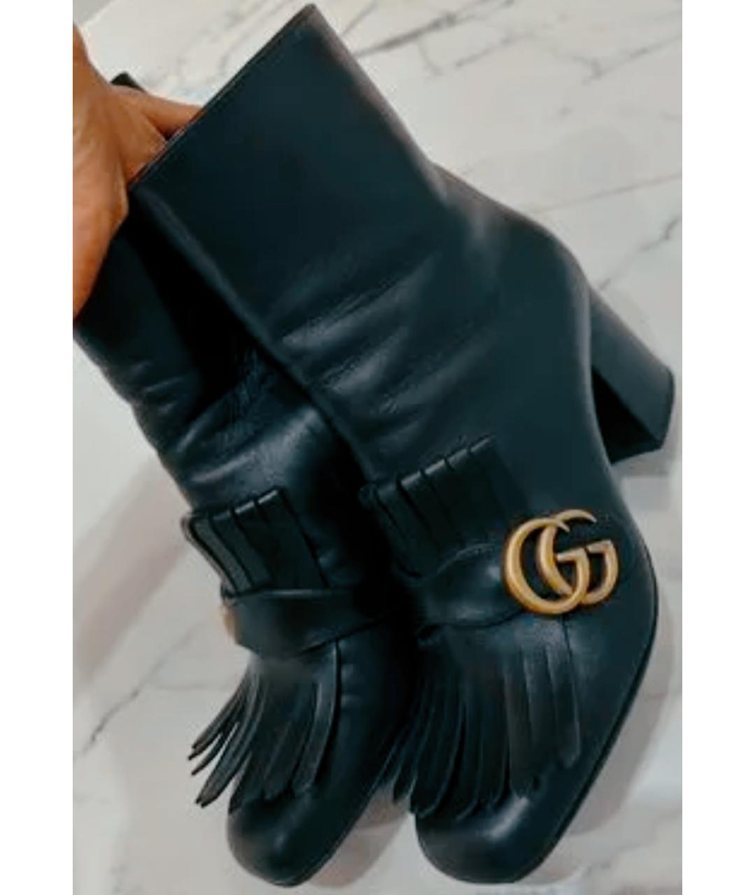 GUCCI Черные кожаные ботильоны, фото 4