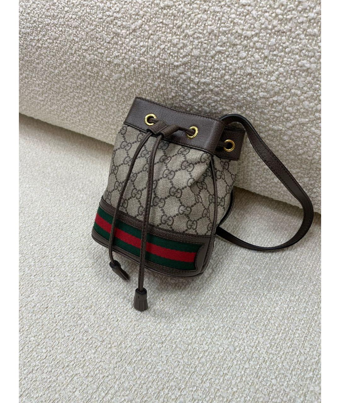 GUCCI Коричневая кожаная сумка через плечо, фото 5