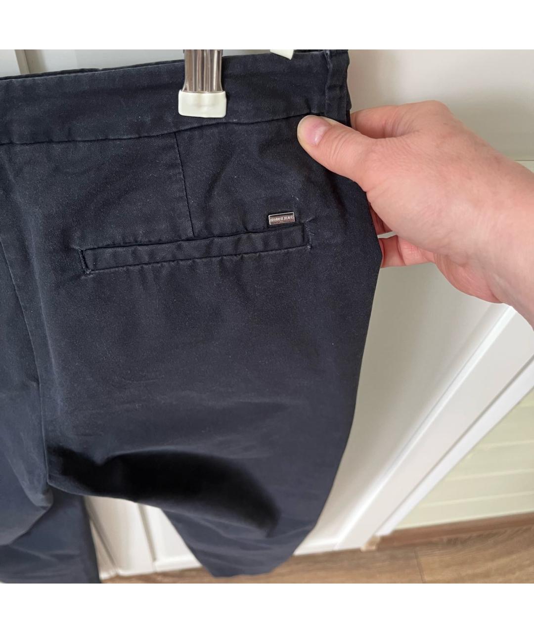 ARMANI JEANS Темно-синие хлопко-эластановые брюки узкие, фото 5