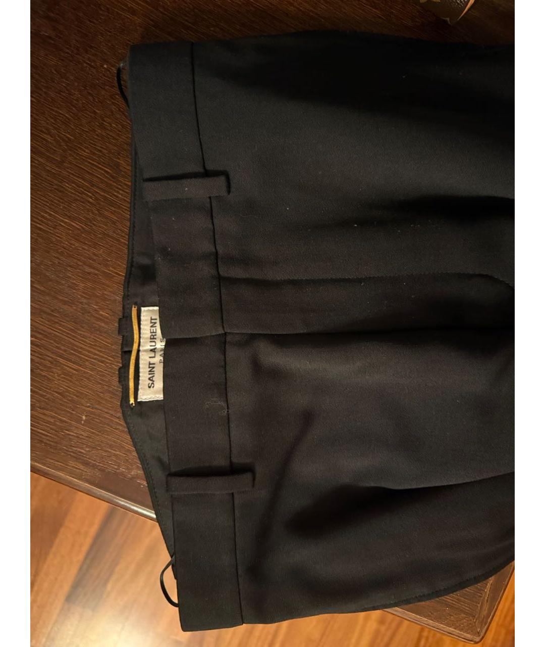 SAINT LAURENT Черные шерстяные брюки узкие, фото 3