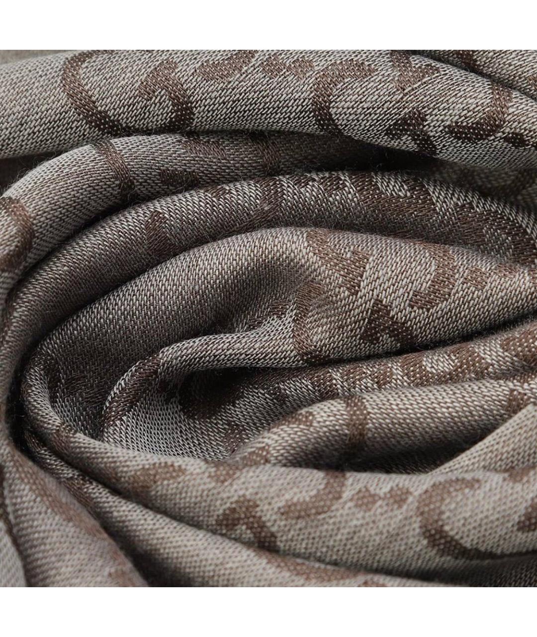 GUCCI Серый шелковый шарф, фото 3