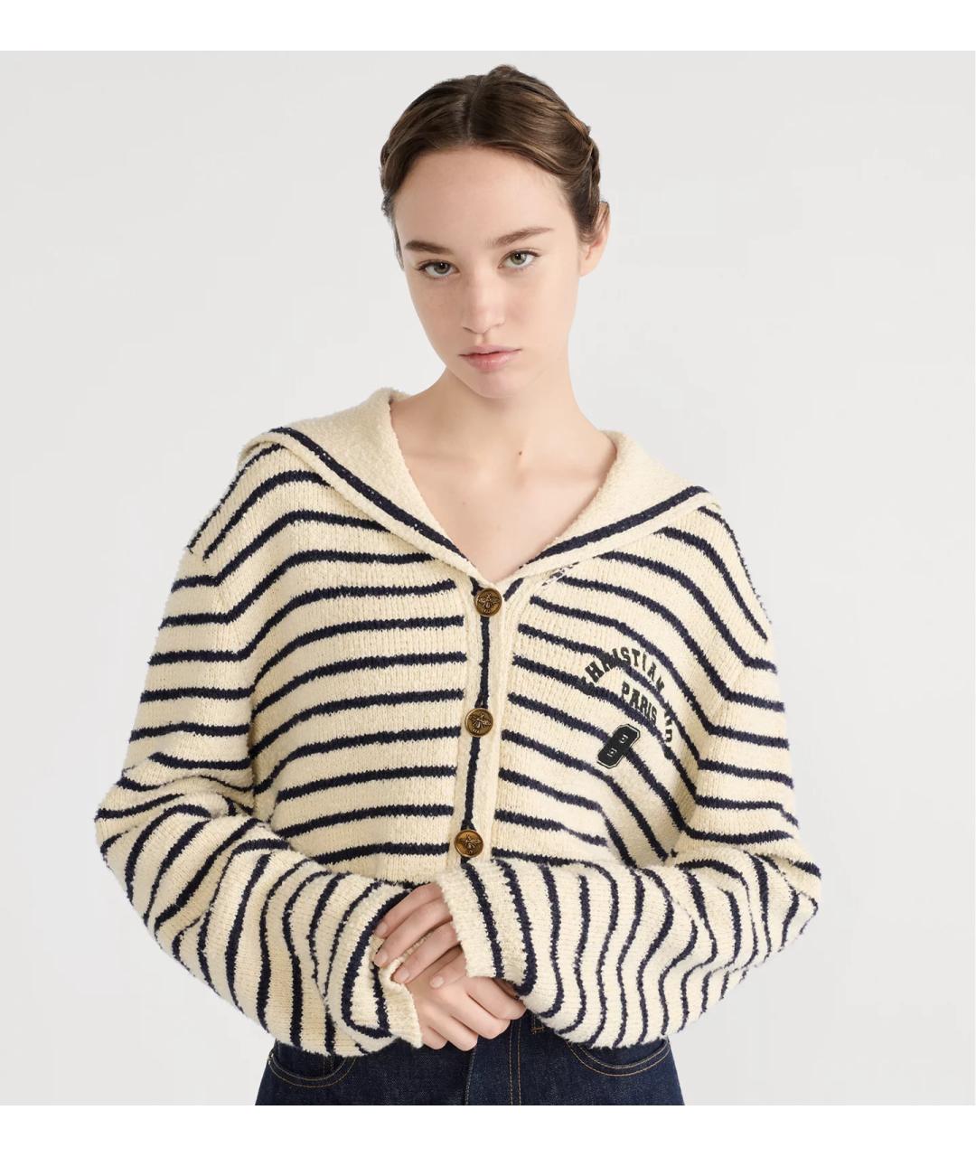 CHRISTIAN DIOR Бежевый хлопковый кардиган, фото 4