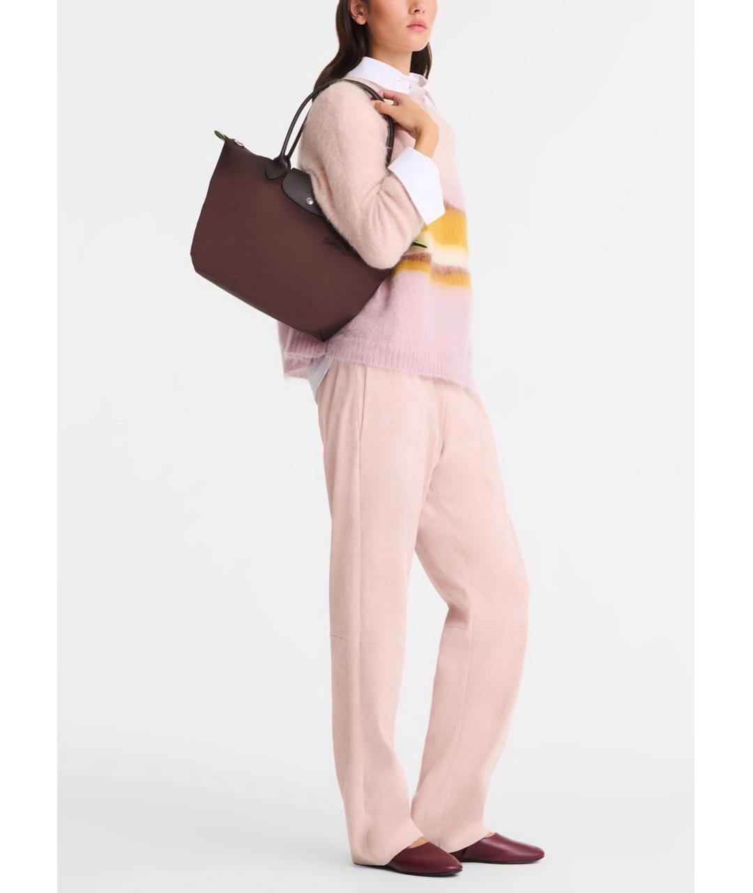 LONGCHAMP Коричневая кожаная сумка с короткими ручками, фото 7