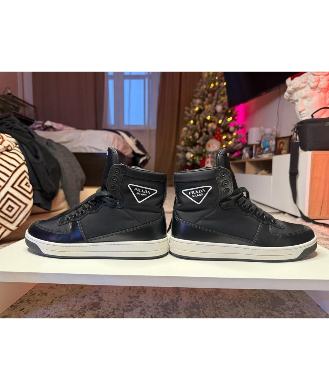 PRADA Черные кожаные кроссовки, фото 9
