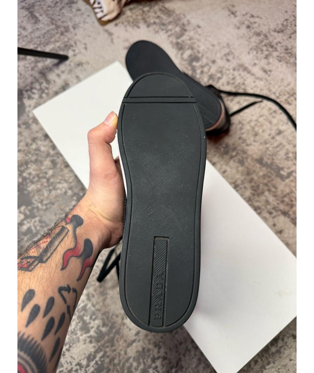 PRADA Черные кожаные кроссовки, фото 5