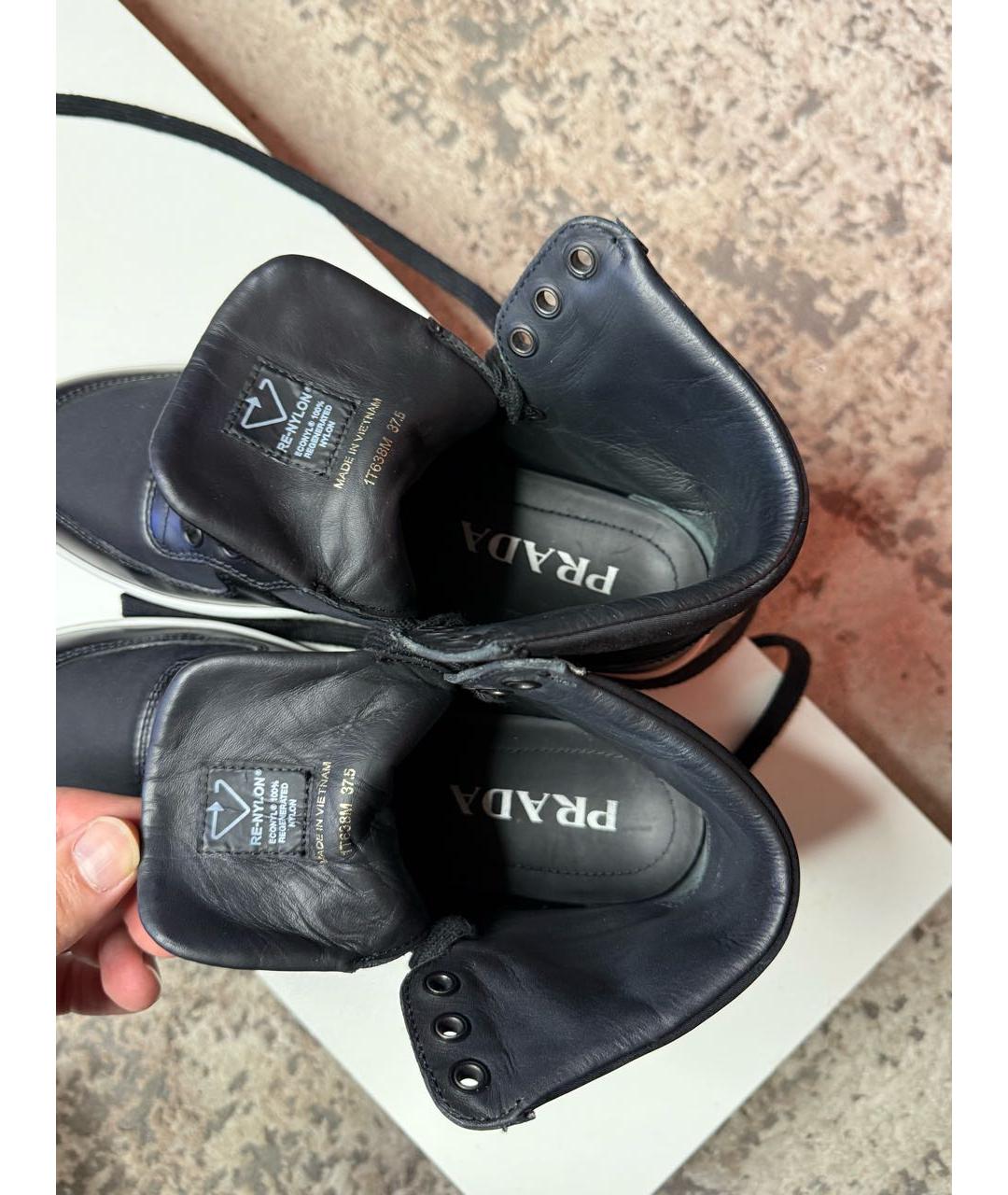 PRADA Черные кожаные кроссовки, фото 3