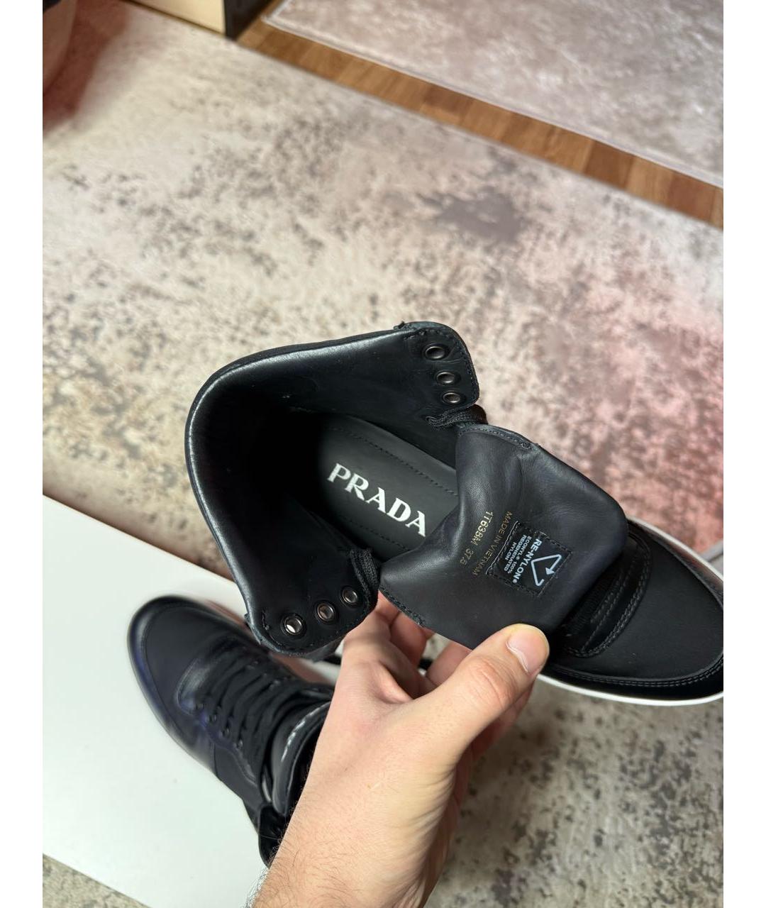 PRADA Черные кожаные кроссовки, фото 7