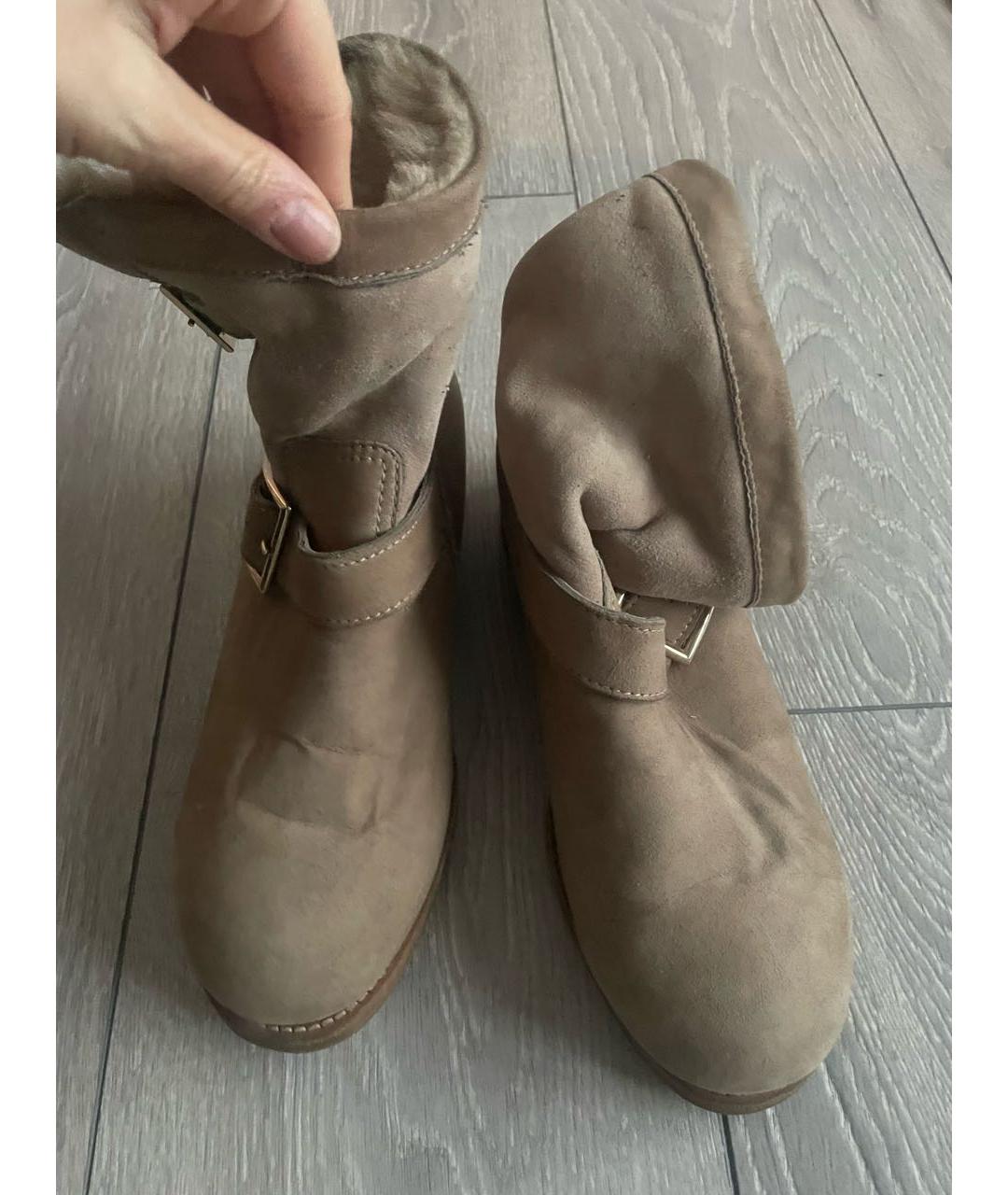 JIMMY CHOO Бежевые замшевые полусапоги, фото 2