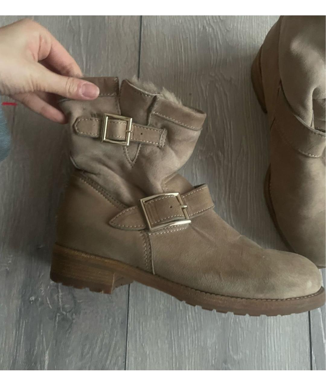 JIMMY CHOO Бежевые замшевые полусапоги, фото 5