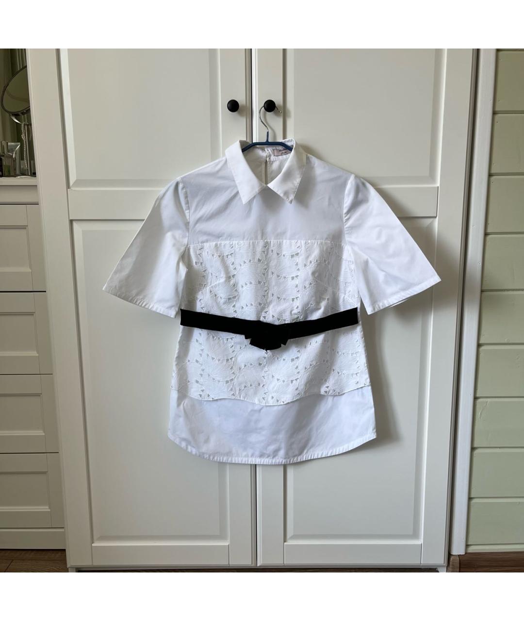 MAX MARA Белая хлопковая блузы, фото 9