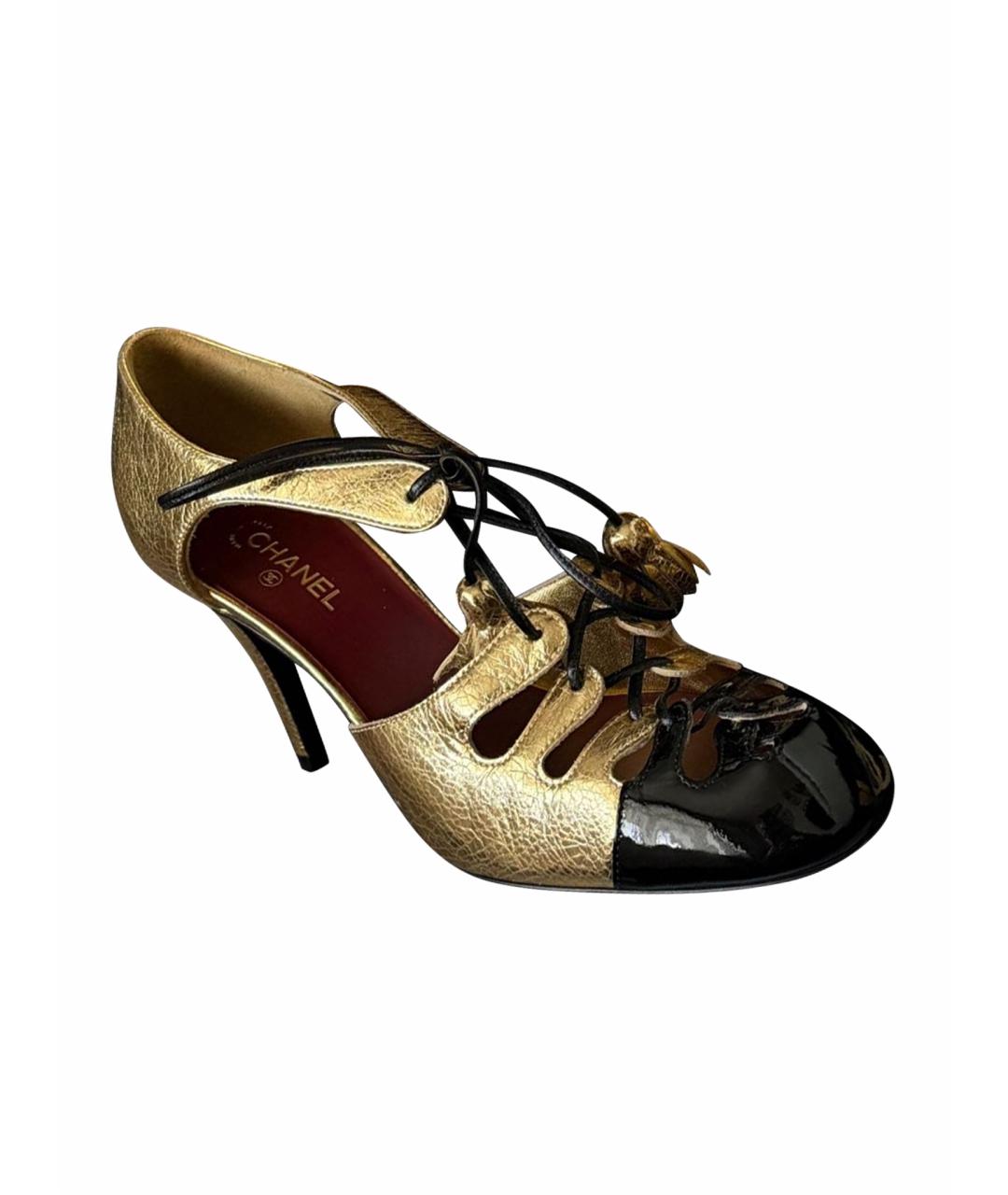 CHANEL Золотые кожаные туфли, фото 1