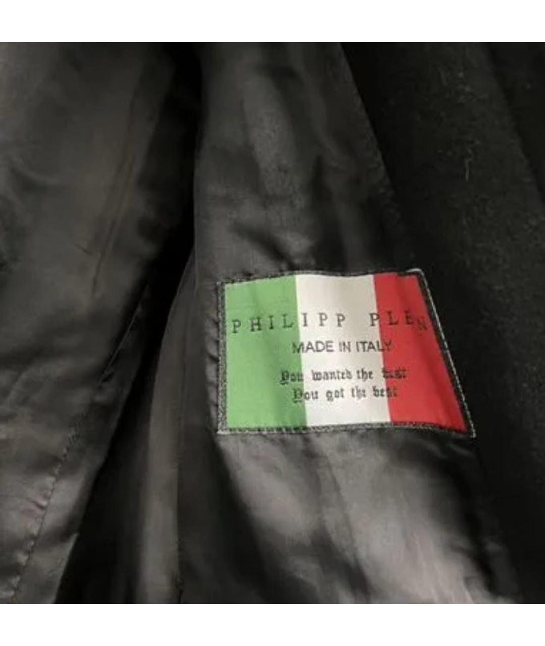 PHILIPP PLEIN Черное шерстяное пальто, фото 4