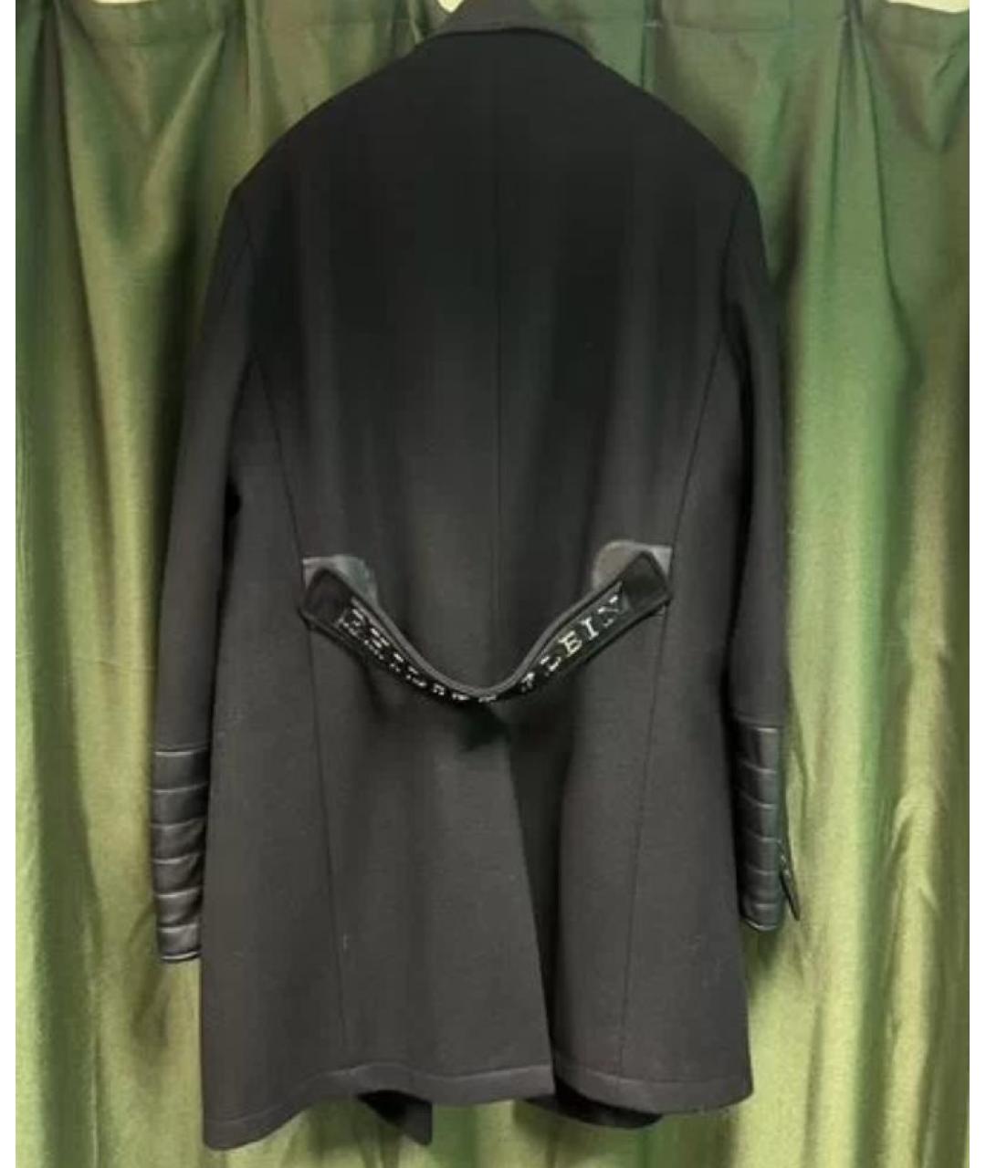 PHILIPP PLEIN Черное шерстяное пальто, фото 2