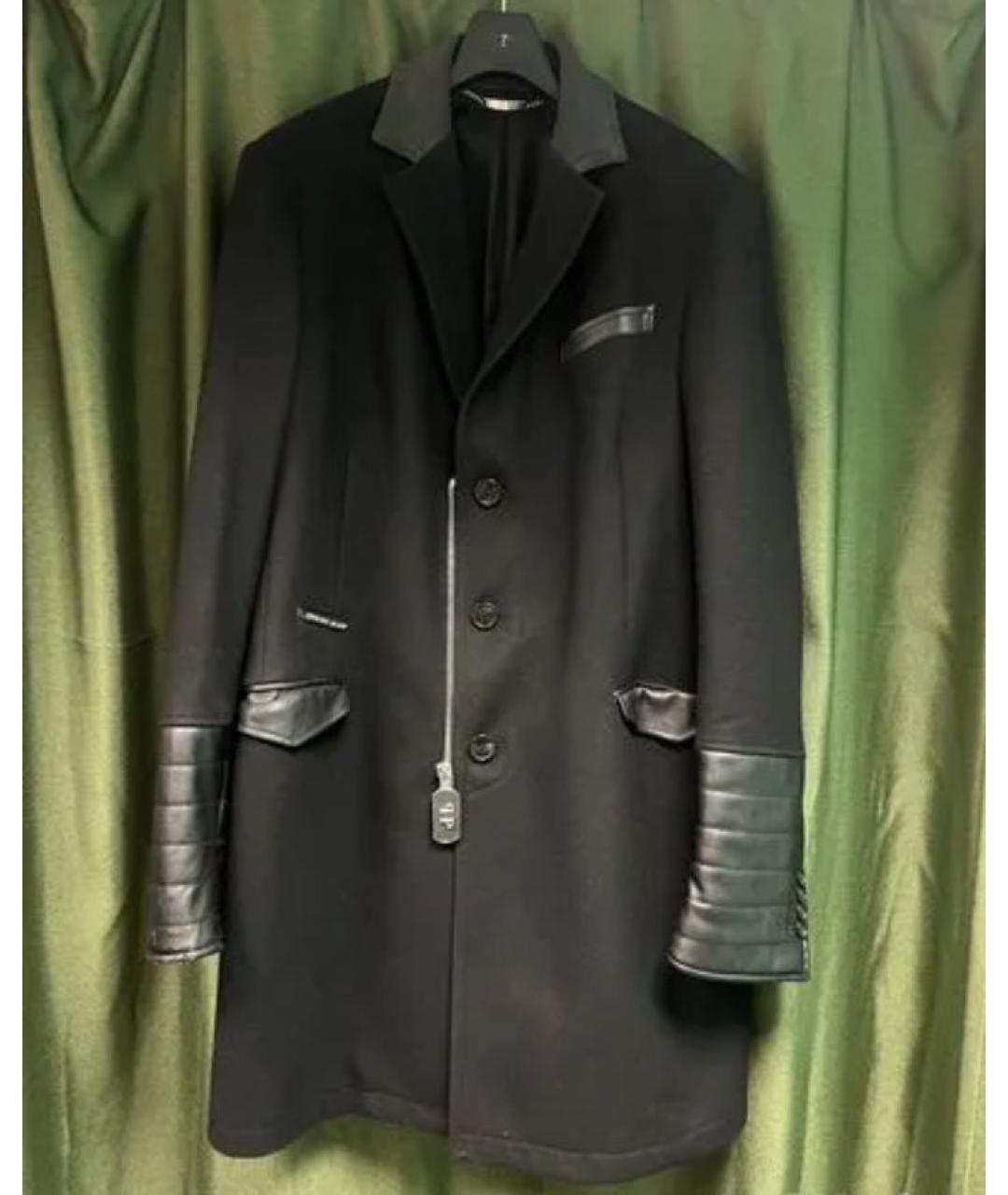 PHILIPP PLEIN Черное шерстяное пальто, фото 5