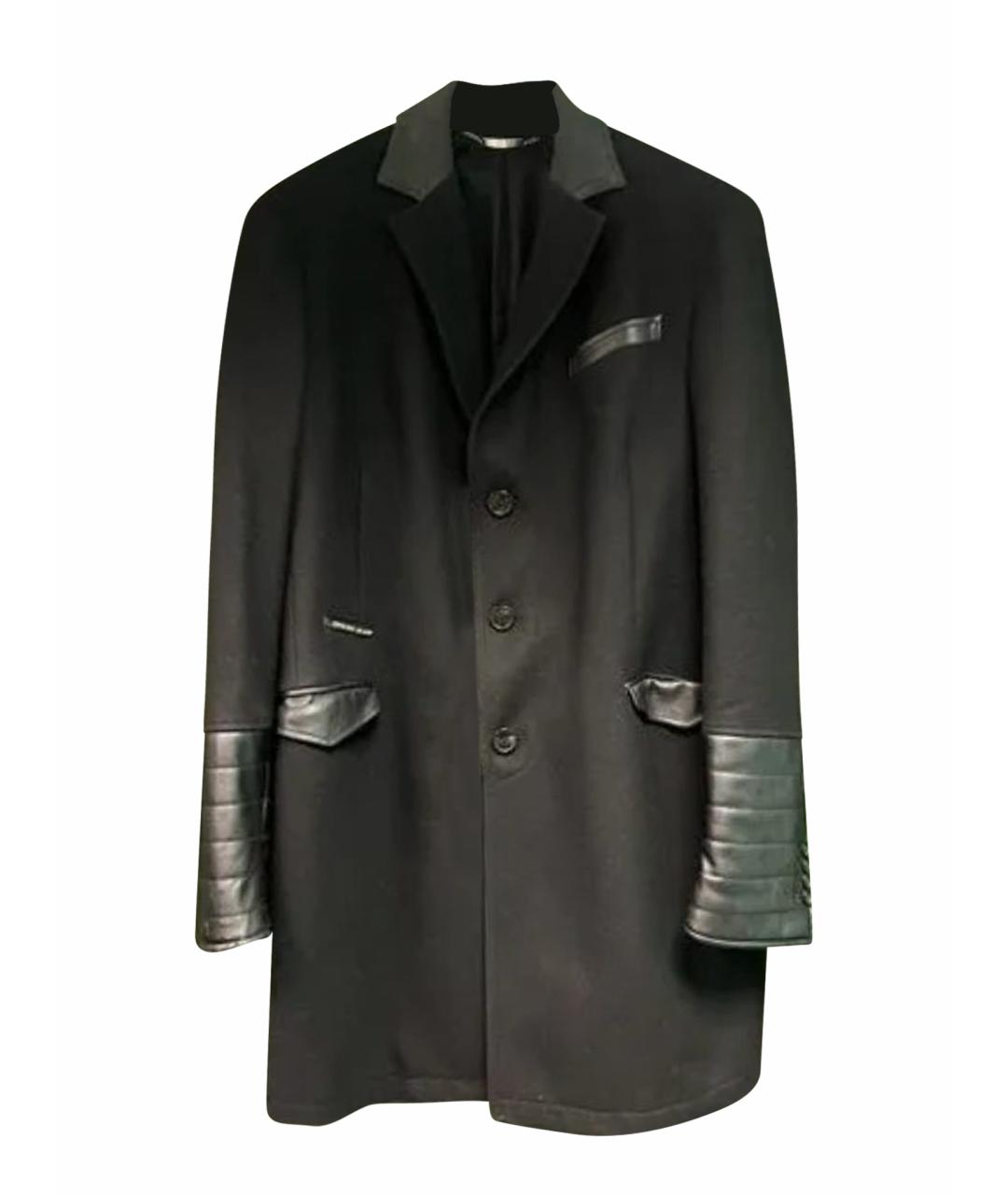 PHILIPP PLEIN Черное шерстяное пальто, фото 1