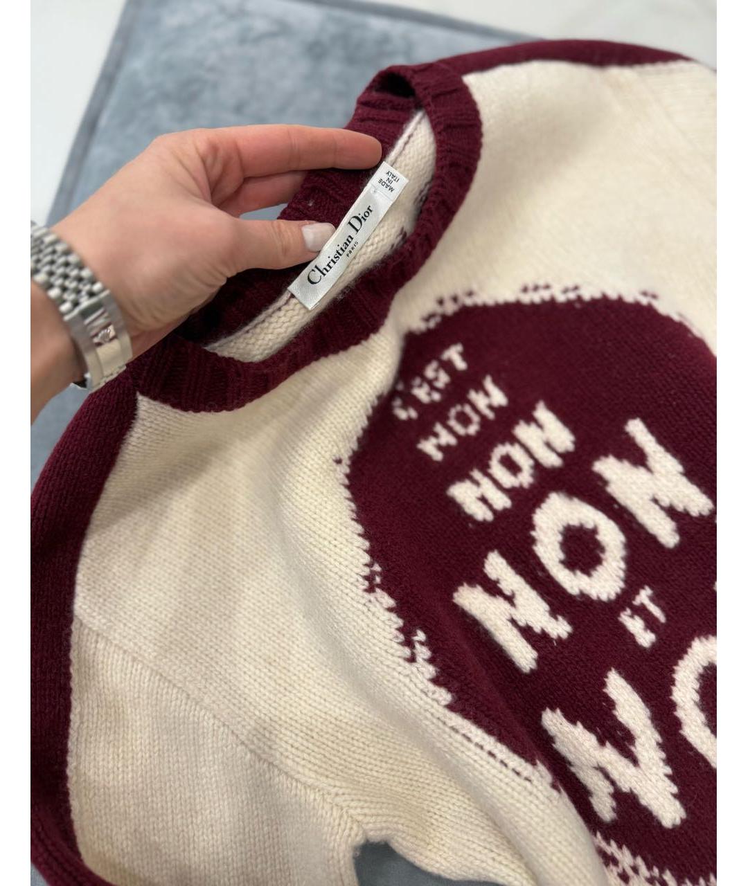 CHRISTIAN DIOR Бежевый шерстяной джемпер / свитер, фото 4