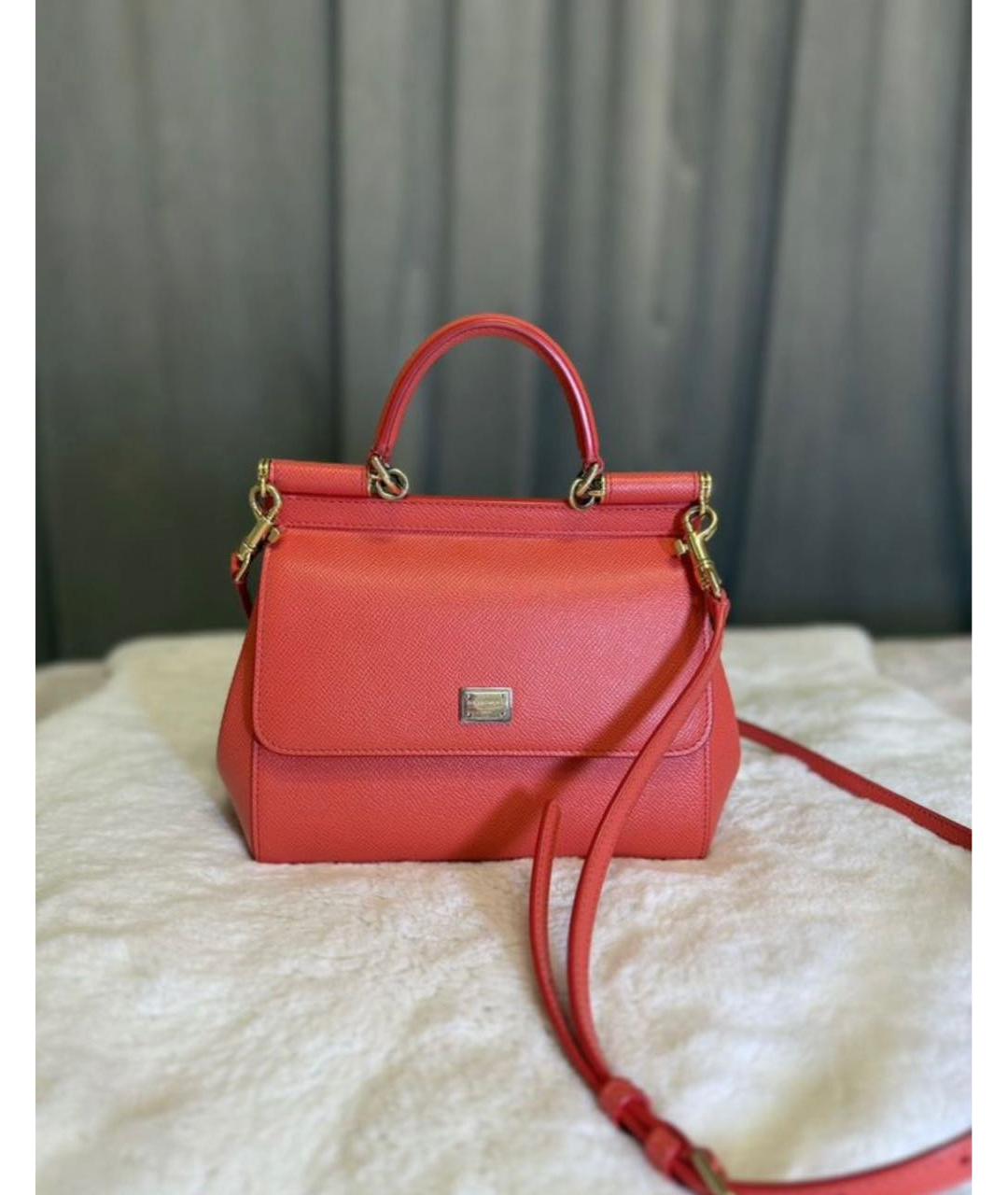 DOLCE&GABBANA Красная кожаная сумка с короткими ручками, фото 2