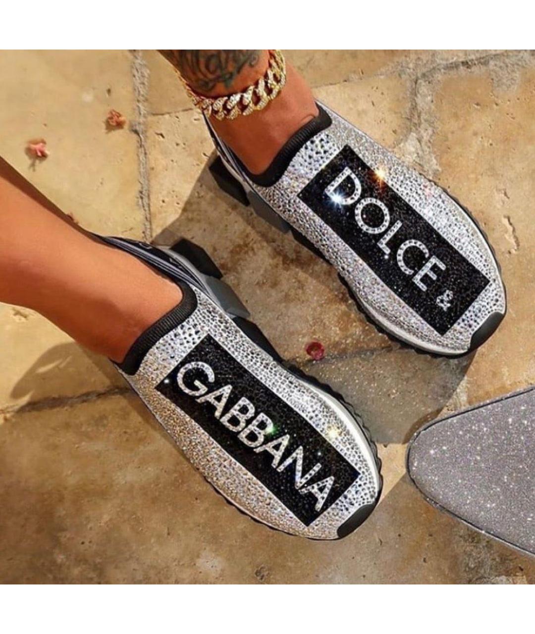 DOLCE&GABBANA Серебряные текстильные кроссовки, фото 7