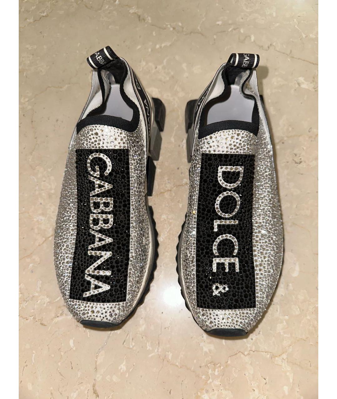 DOLCE&GABBANA Серебряные текстильные кроссовки, фото 2