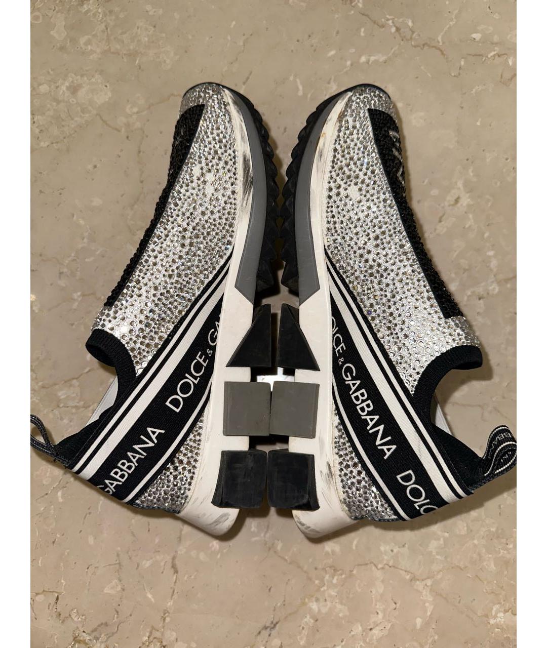 DOLCE&GABBANA Серебряные текстильные кроссовки, фото 5