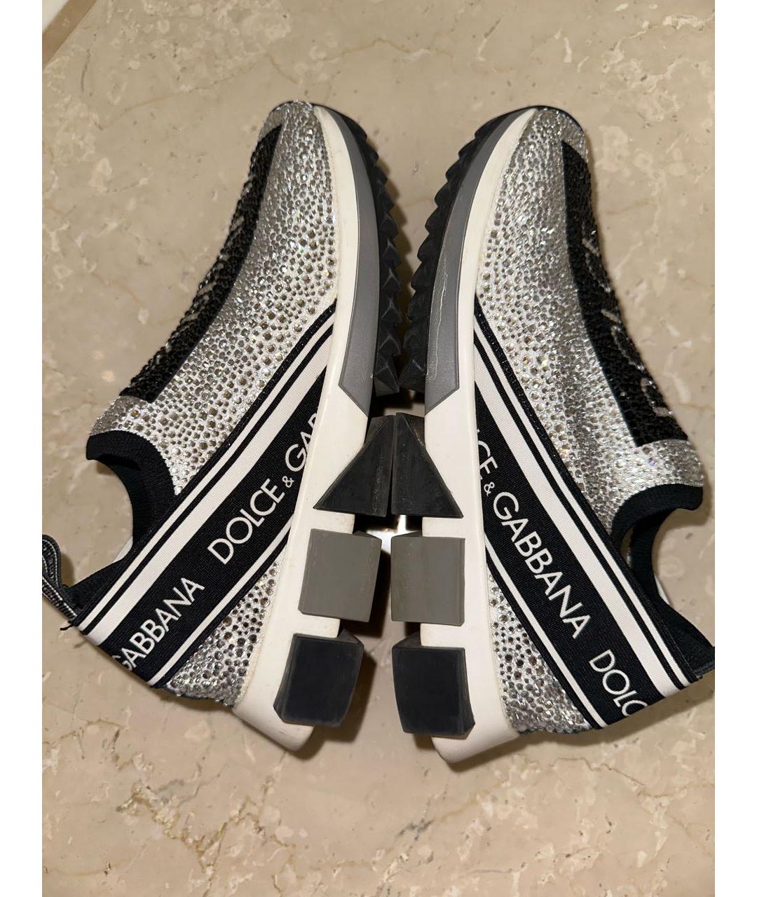 DOLCE&GABBANA Серебряные текстильные кроссовки, фото 6