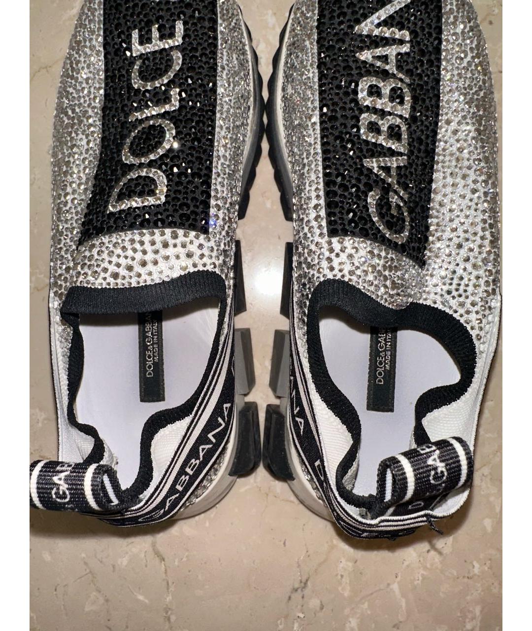 DOLCE&GABBANA Серебряные текстильные кроссовки, фото 3