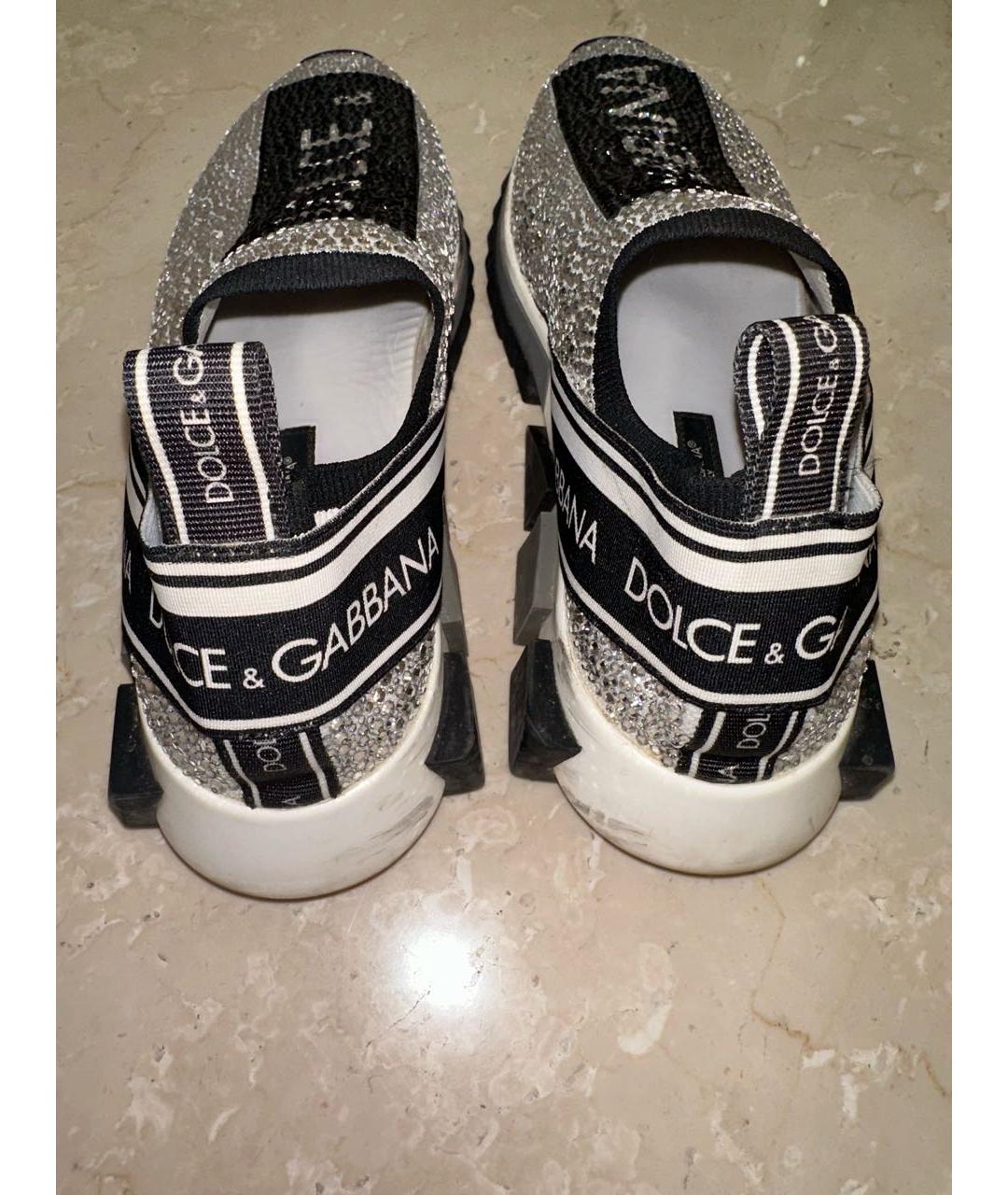 DOLCE&GABBANA Серебряные текстильные кроссовки, фото 4