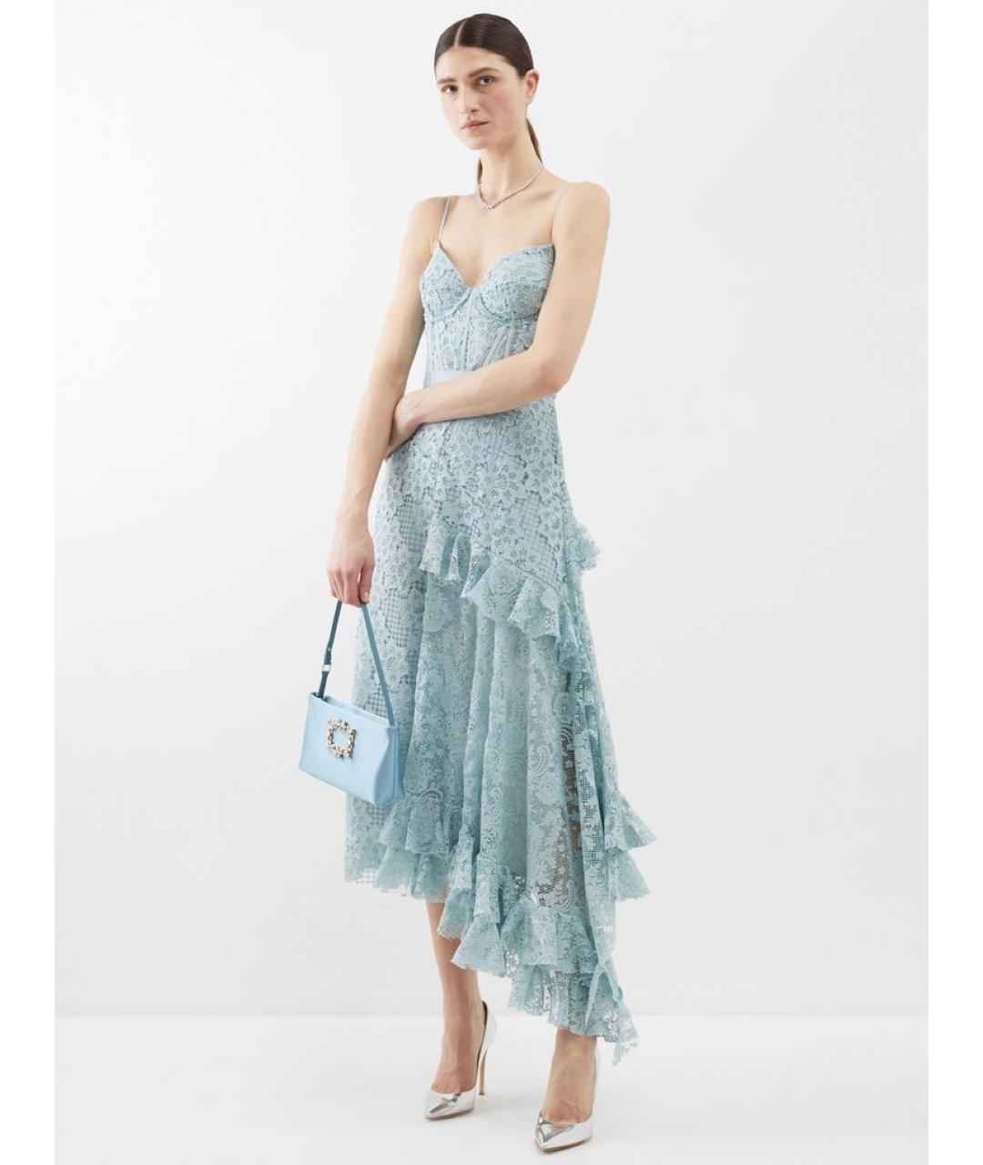 ERDEM Голубое полиэстеровое коктейльное платье, фото 5