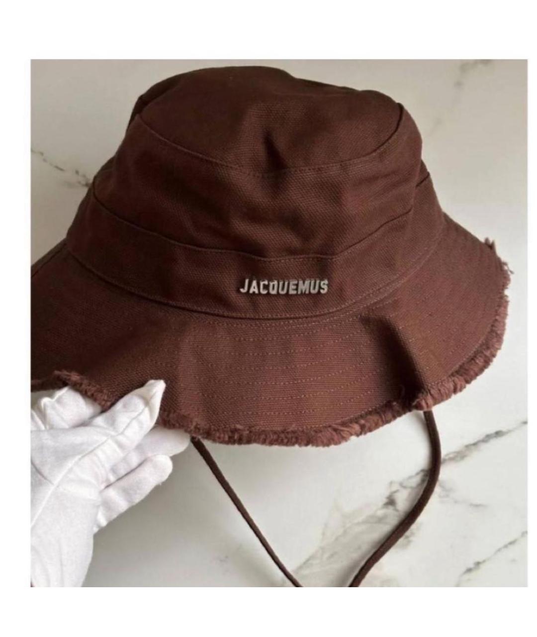 JACQUEMUS Коричневая хлопковая панама, фото 4
