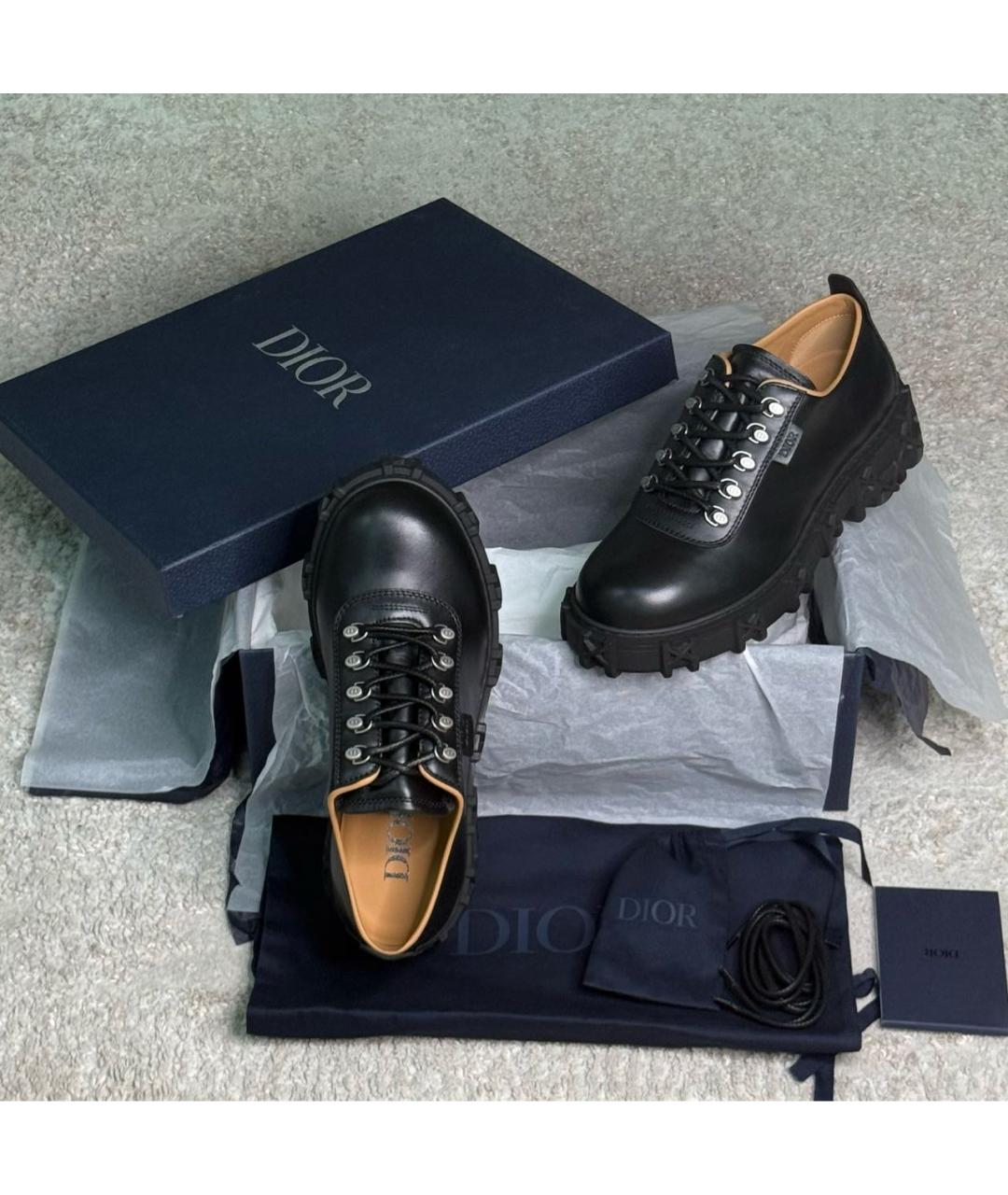 CHRISTIAN DIOR Черные кожаные низкие ботинки, фото 5