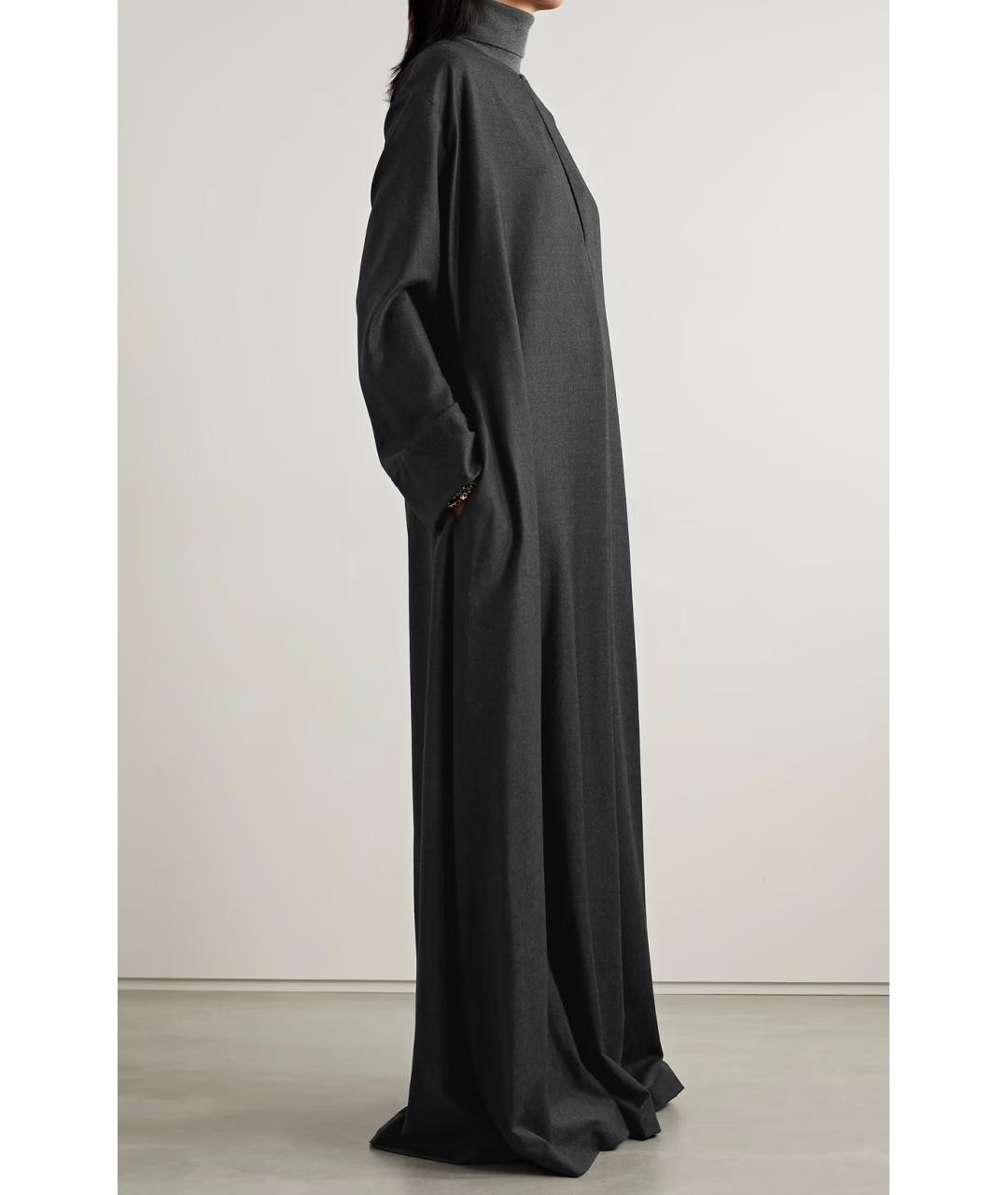 THE ROW Серое шерстяное коктейльное платье, фото 2