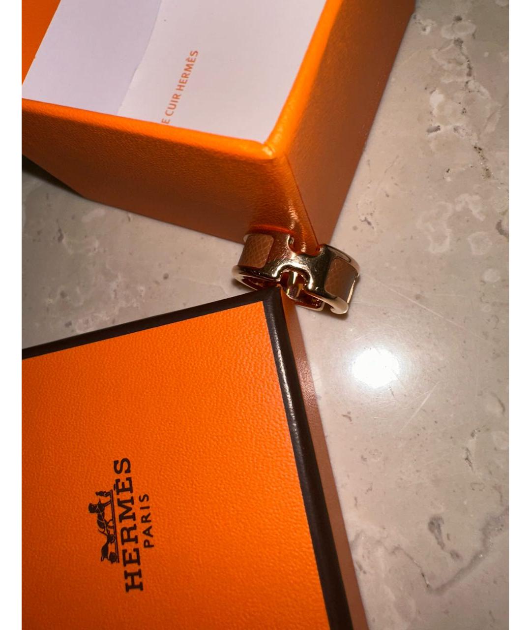 HERMES Коричневое позолоченное кольцо, фото 7