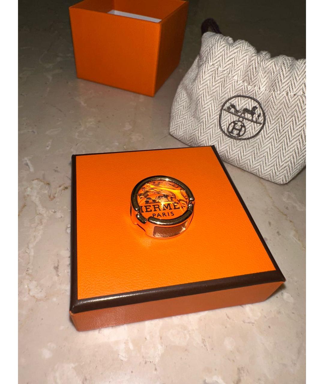 HERMES Коричневое позолоченное кольцо, фото 4