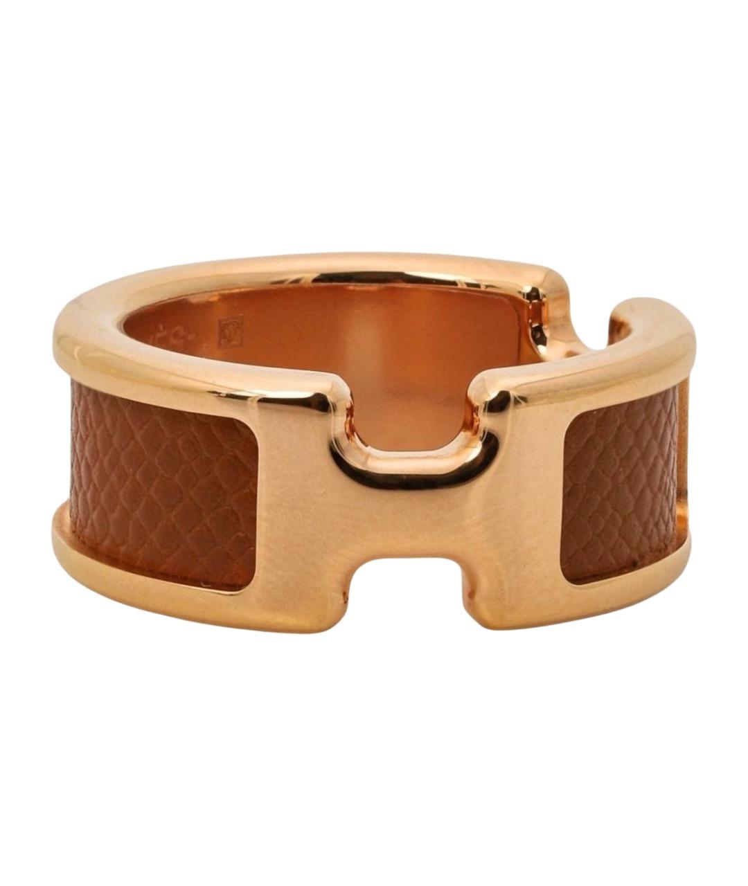 HERMES Коричневое позолоченное кольцо, фото 1
