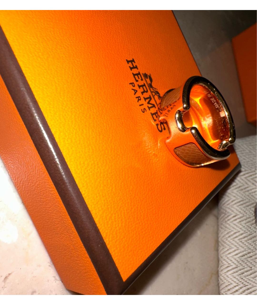 HERMES Коричневое позолоченное кольцо, фото 5