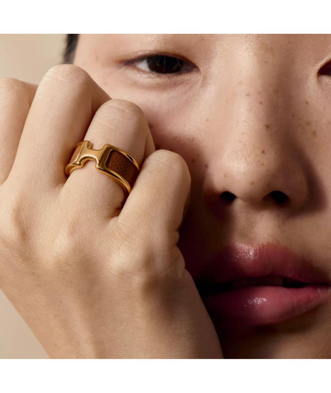 HERMES Коричневое позолоченное кольцо, фото 8
