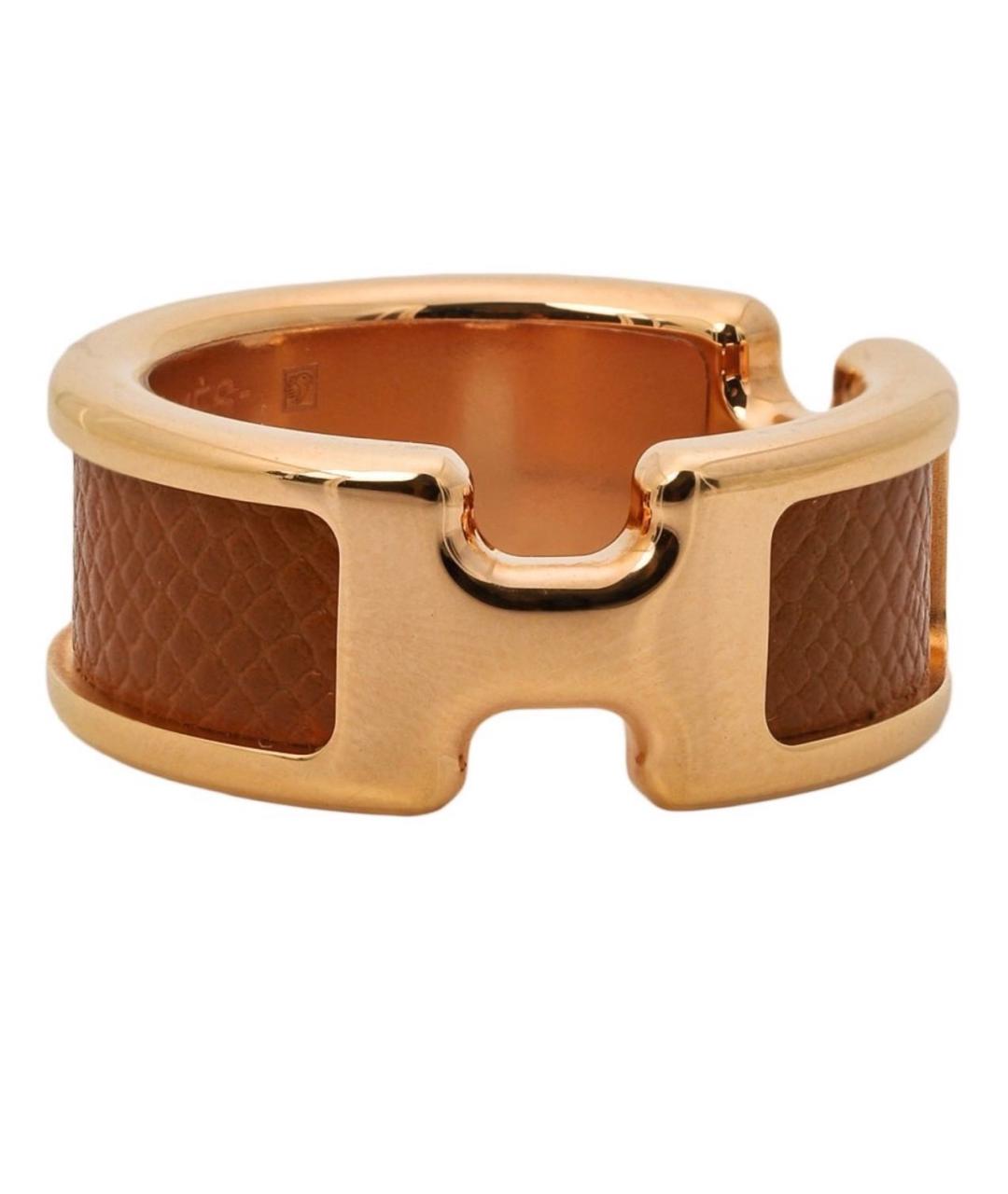 HERMES Коричневое позолоченное кольцо, фото 9