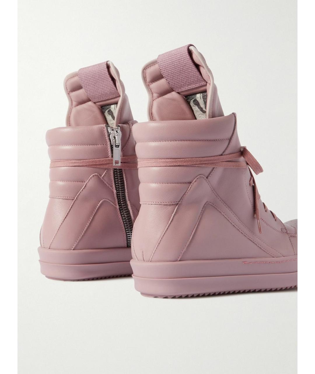 RICK OWENS Розовые кожаные кеды, фото 9