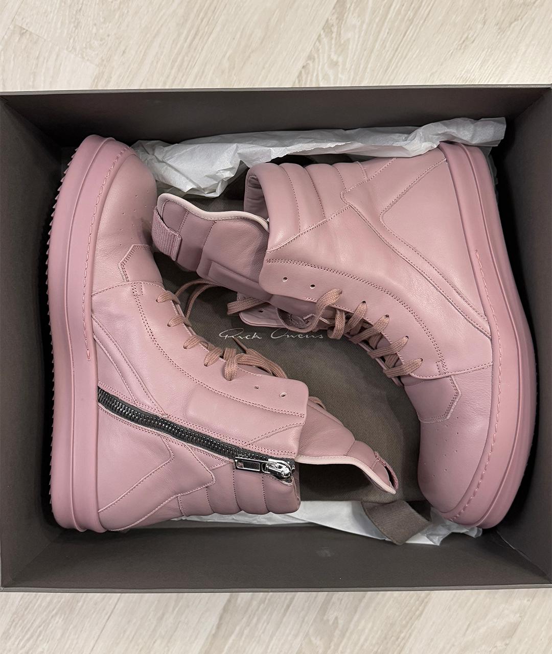 RICK OWENS Розовые кожаные кеды, фото 2