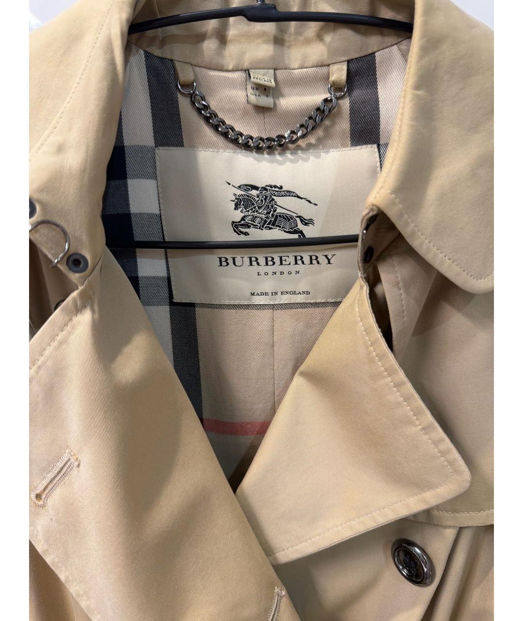 BURBERRY Бежевый хлопковый тренч/плащ, фото 3