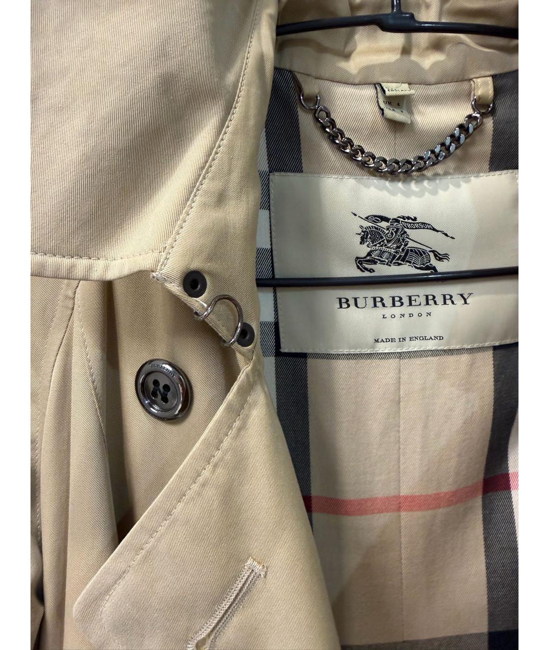 BURBERRY Бежевый хлопковый тренч/плащ, фото 4