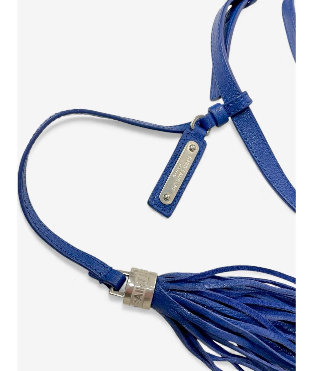 SAINT LAURENT Синяя кожаная сумка через плечо, фото 6