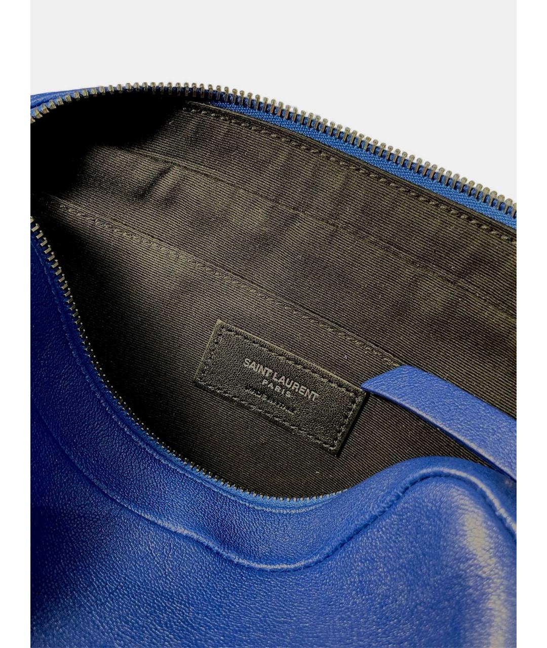 SAINT LAURENT Синяя кожаная сумка через плечо, фото 4