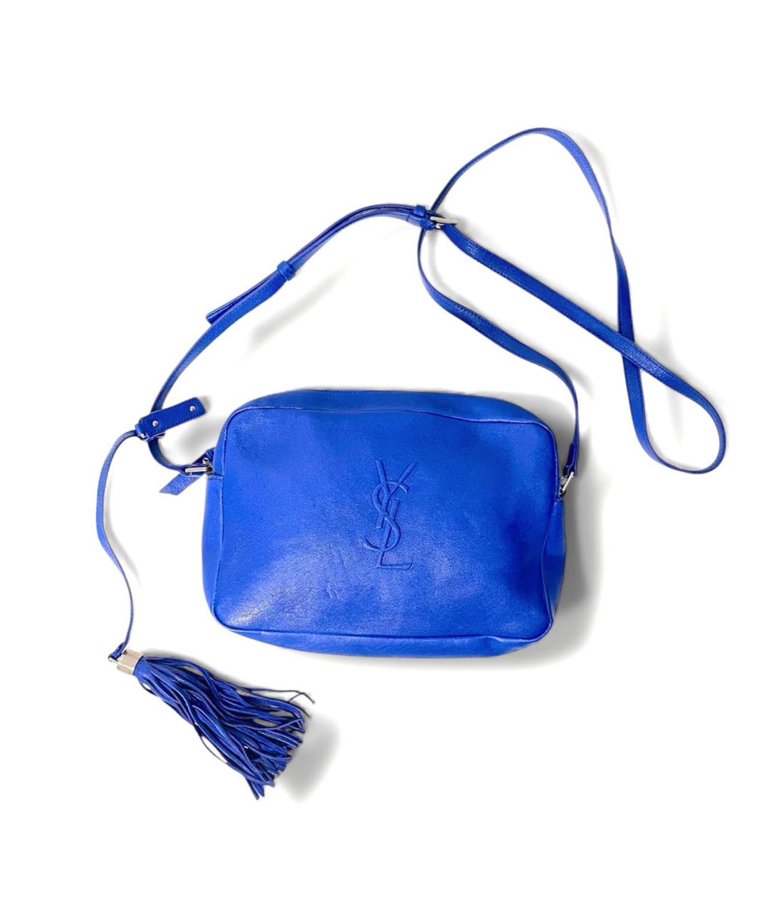 SAINT LAURENT Синяя кожаная сумка через плечо, фото 7