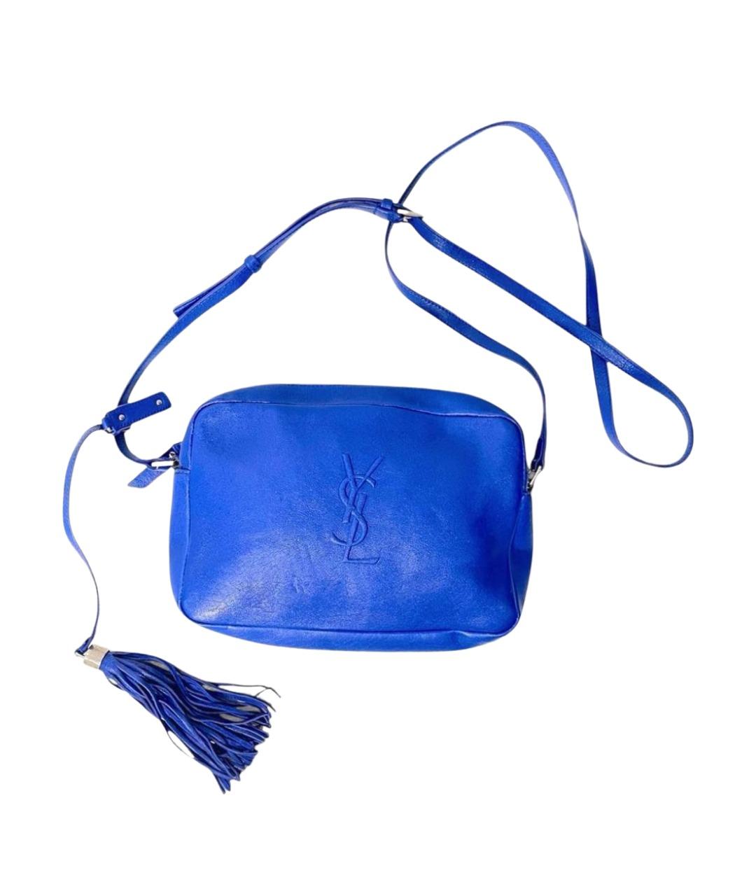 SAINT LAURENT Синяя кожаная сумка через плечо, фото 1