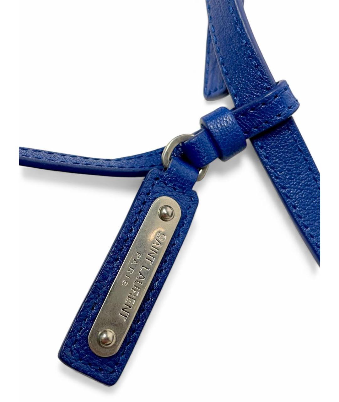 SAINT LAURENT Синяя кожаная сумка через плечо, фото 5