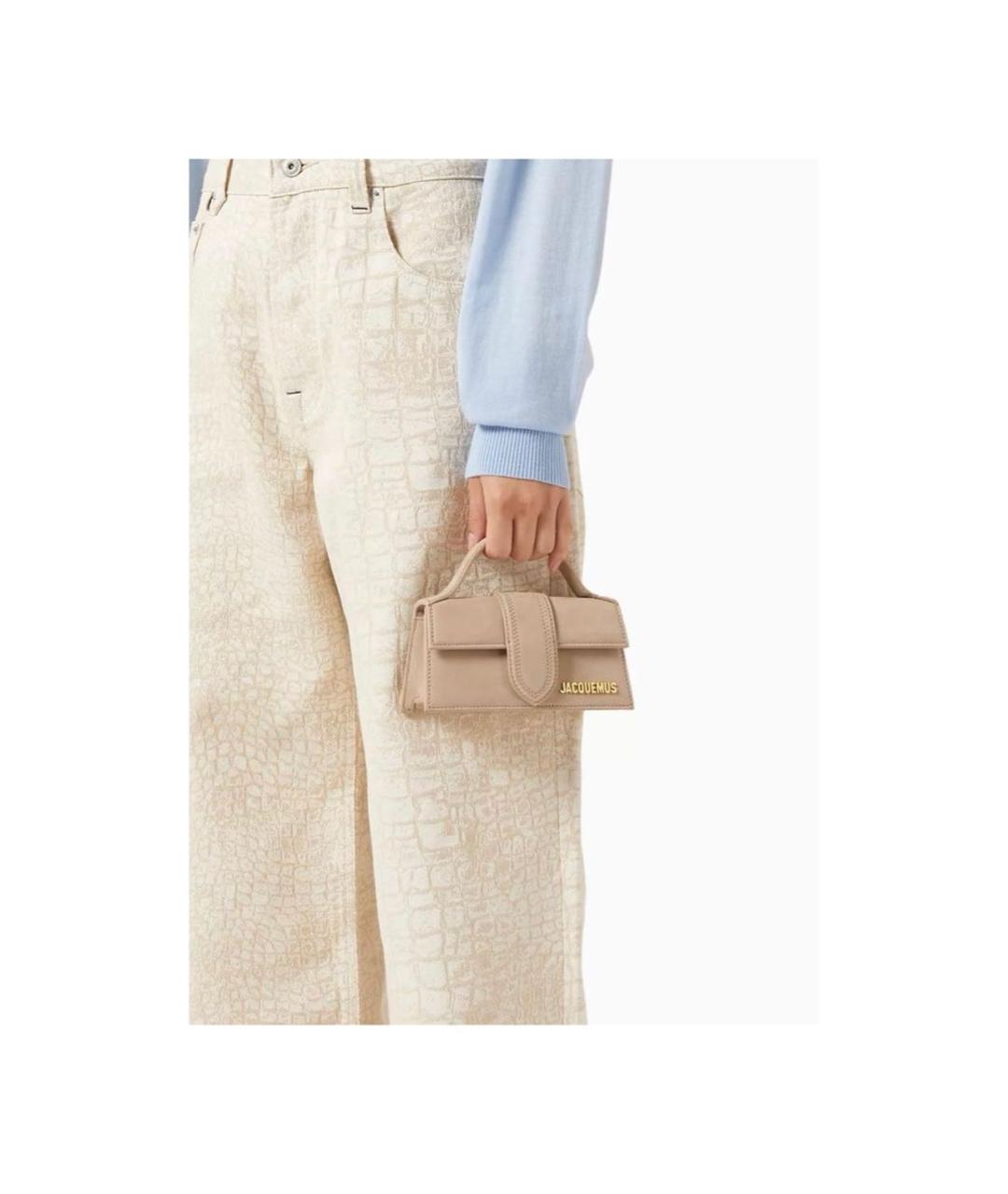 JACQUEMUS Бежевая замшевая сумка через плечо, фото 2