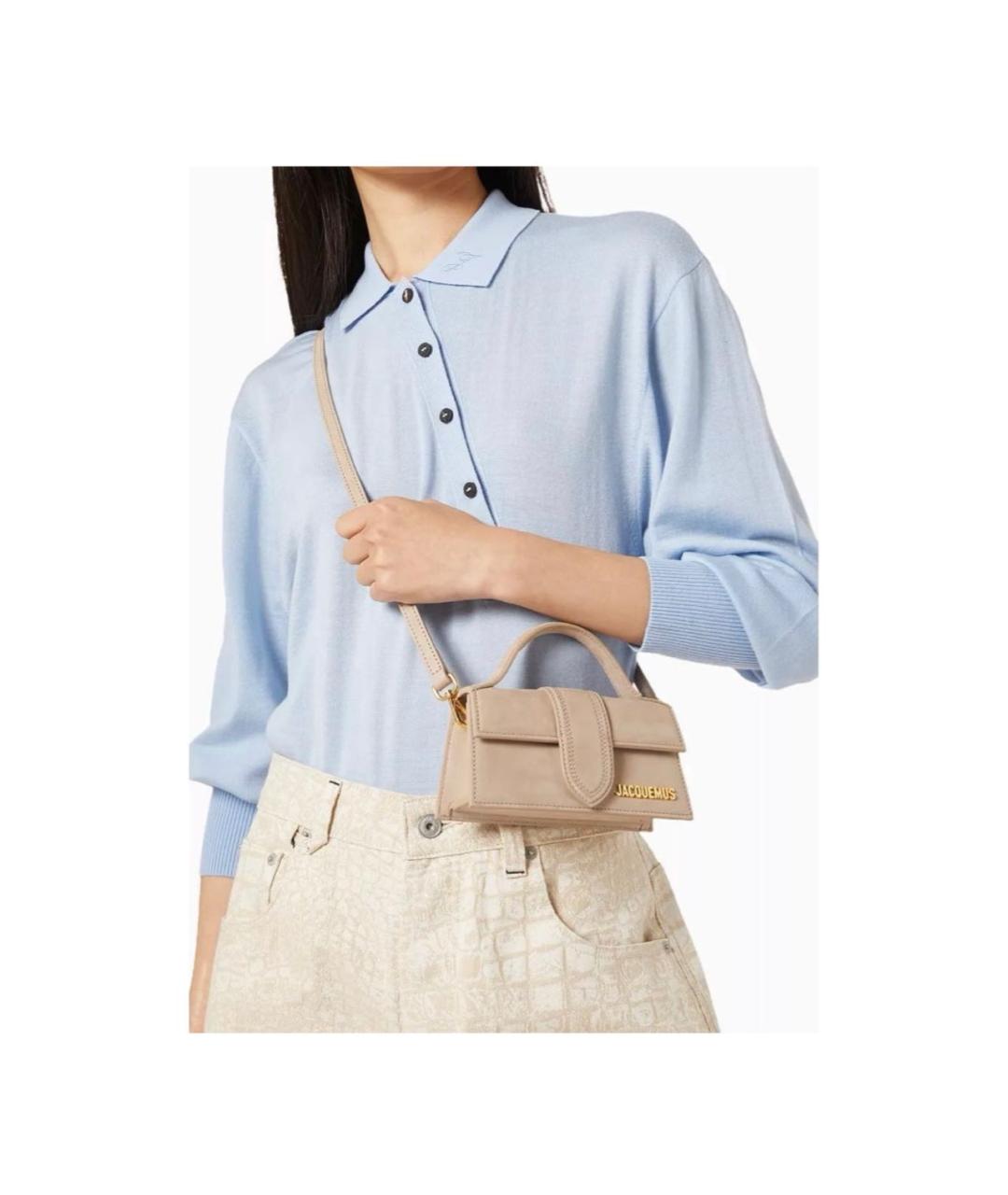 JACQUEMUS Бежевая замшевая сумка через плечо, фото 4