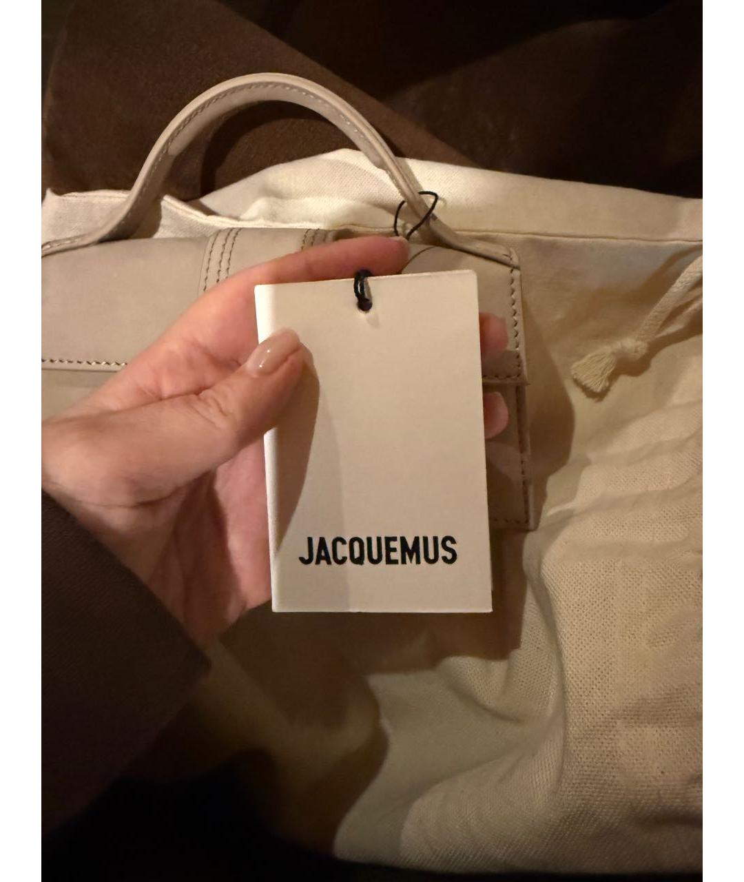 JACQUEMUS Бежевая замшевая сумка через плечо, фото 5