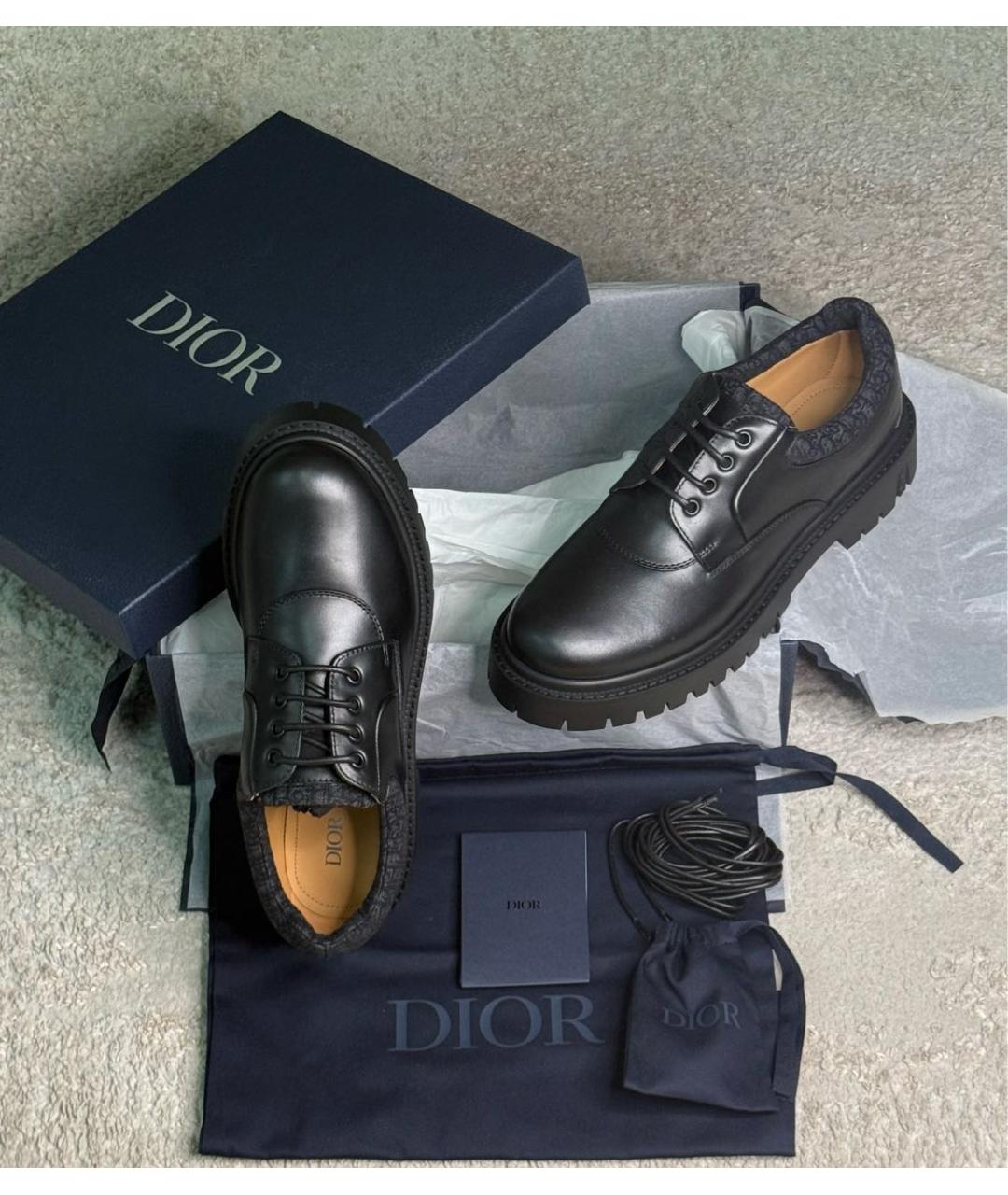 CHRISTIAN DIOR Черные кожаные низкие ботинки, фото 7